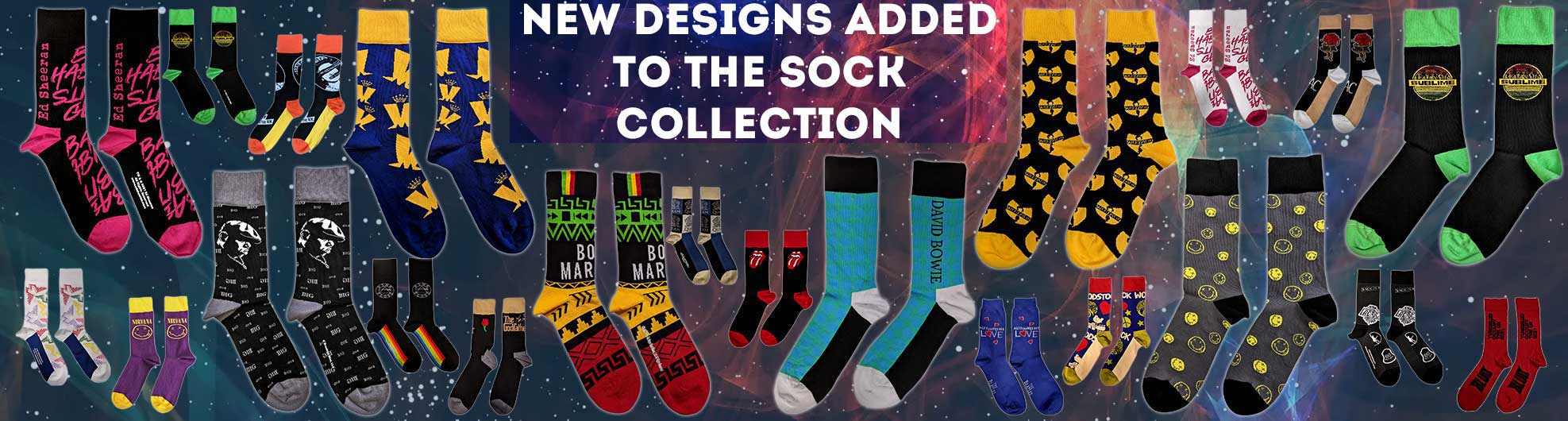 Top Quality licensed socks featuring music brands.
